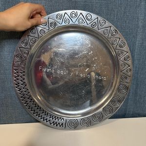 Wilton Armetale Pewter 14” Serving Platter/Chop Plate in the Reggae Pattern